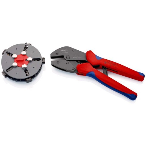 KNIPEX MultiCrimp® Crimpzange 97 33 02 - Wechselmagazin, Mehrkomponenten-Hüllen, brüniert, 250 mm - Stossverbinder