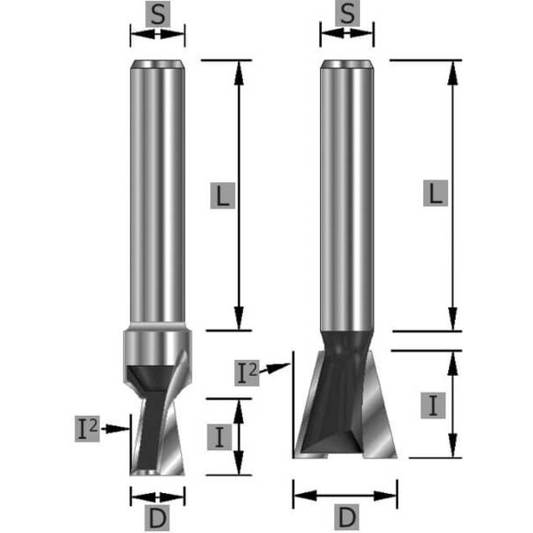 Gratfräser 14° Z2 - S12 x 59 mm | Präzisions-Zinkenfräser für optimale Ergebnisse