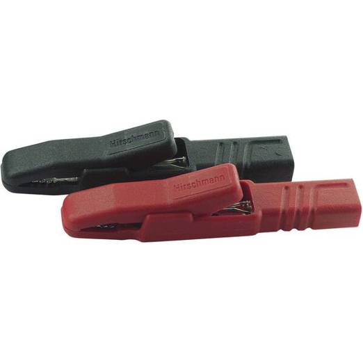 SKS Hirschmann AK 2 S Krokodilklemmen-Set, Steckanschluss 4 mm, CAT I, Schwarz & Rot