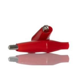 RS PRO Vernickelte Krokodilklemme 8mm - Rot, PVC-isoliert, 5A