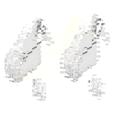 Intellinet Cat6A RJ45 Modularstecker Pro Line - 50er-Pack | STP | 3-Punkt Aderkontaktierung | für Litzen- und Massivdraht | 50 vergoldete Kontakte im Becher