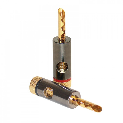 Dynavox 206436 Bananenstecker - Drahtverbinder, Schwarz-Gold-Rot, Metallisch
