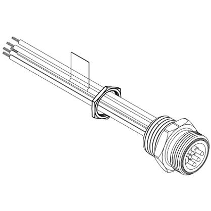 Molex 1R Mini DIN-Buchse Gerade - 6-polig, IP68, Crimpanschluss für Tafelmontage