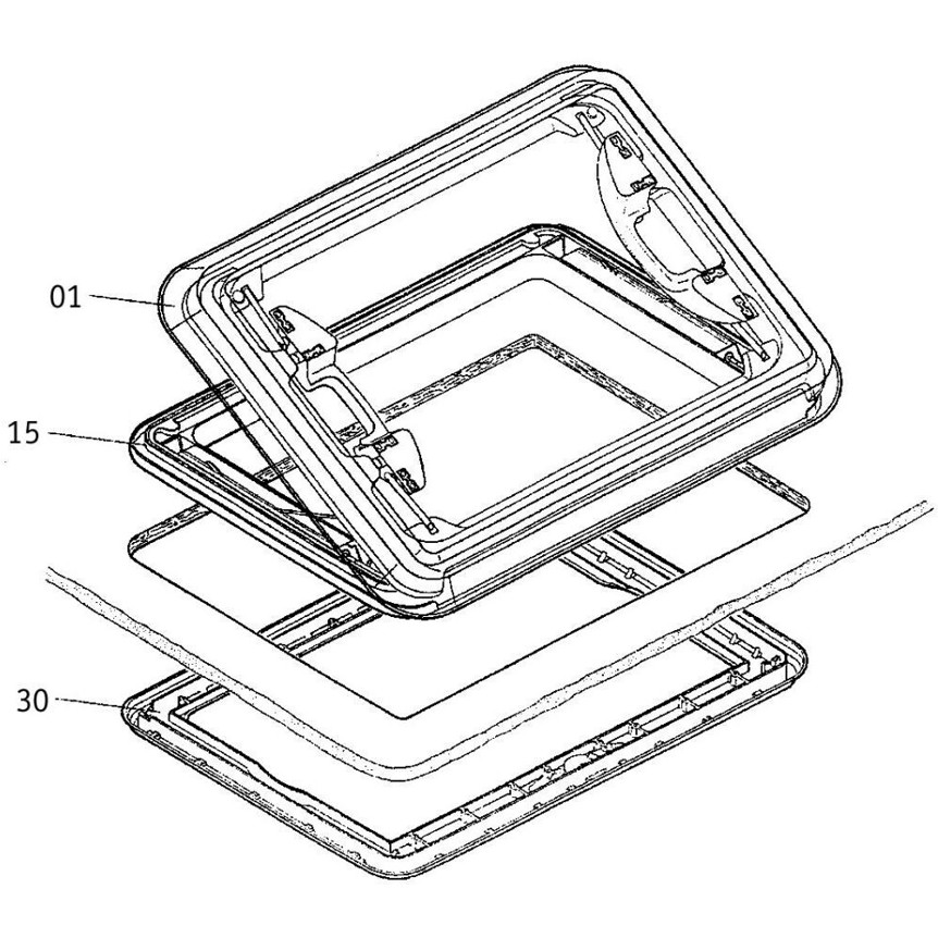 Dometic Heki 1 Ersatzglas - Komplettset mit Glasrahmen, Grau | Caravaning