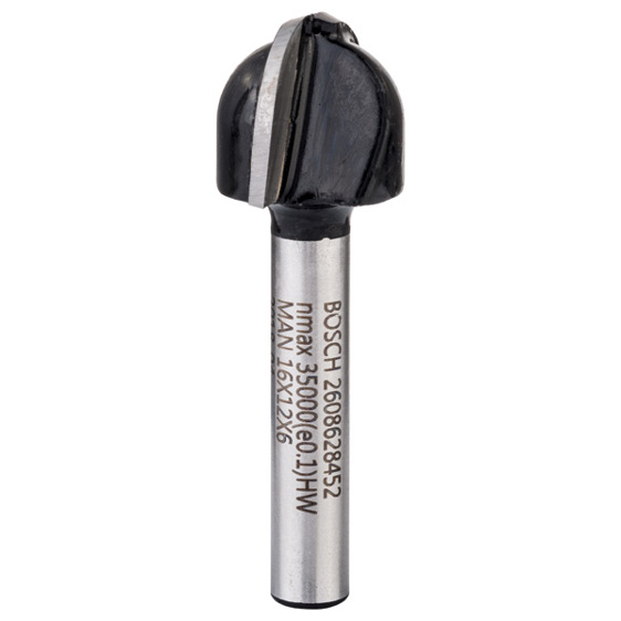 Hohlkehlfräser 6 mm - Radius 1 (8 mm) - Durchmesser 15,9 mm - Länge 12,3 mm - Gesamtlänge 45 mm