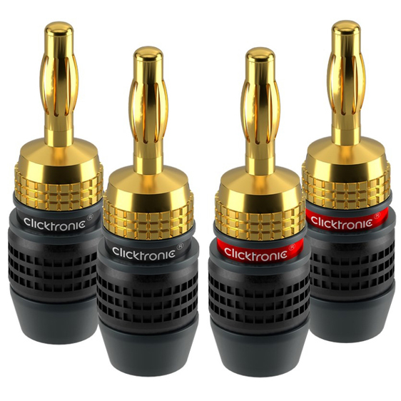 ClickTronic 52546 Bananenstecker - Drahtverbinder, Schwarz-Gold