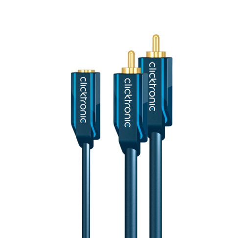 ClickTronic Casual Series - 3.5 mm Klinkenbuchse mit 2x Cinch-Stecker - Blau