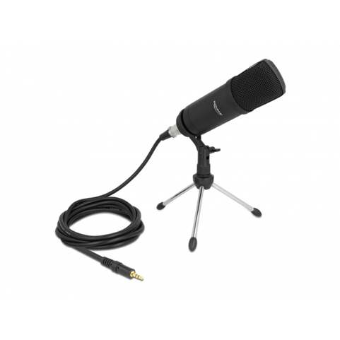 DeLOCK Professionelles XLR Podcasting Mikrofon mit 3 Pin Klinkenstecker & Adapterkabel für Smartphone und Tablet