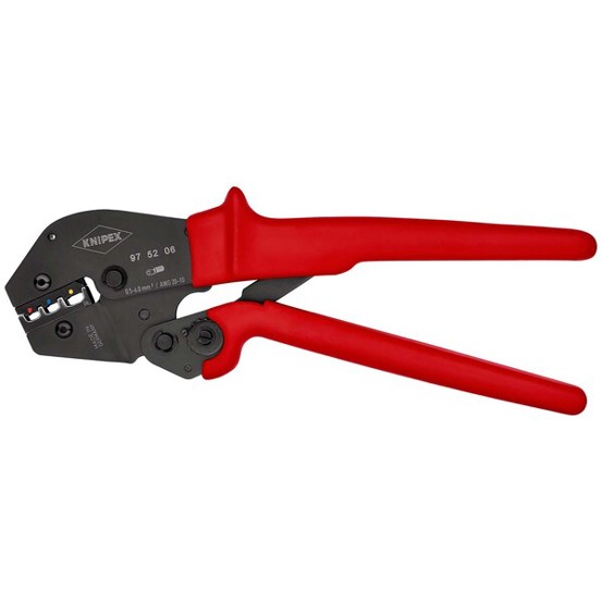 KNIPEX Crimpzange 97 52 06 - Zweihandbedienung, rutschhemmende Kunststoff-Hüllen, brüniert, 250 mm