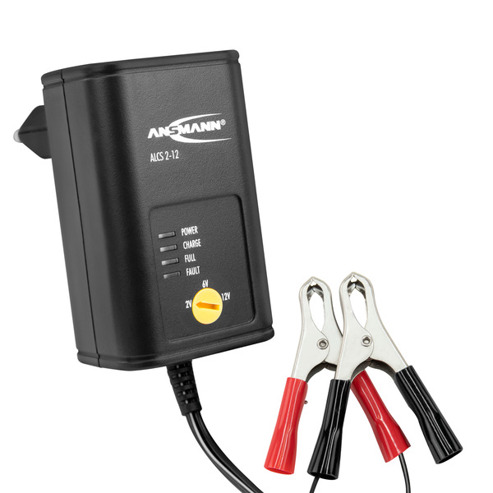 ANSMANN KFZ-Ladegerät für 2V/6V/12V Autobatterien - Erhaltungsladung mit Krokodilklemmen