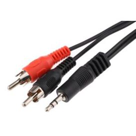 RS PRO 2m Aux Kabel – Stereo-Jack 3,5 mm zu 2x RCA | Schwarz