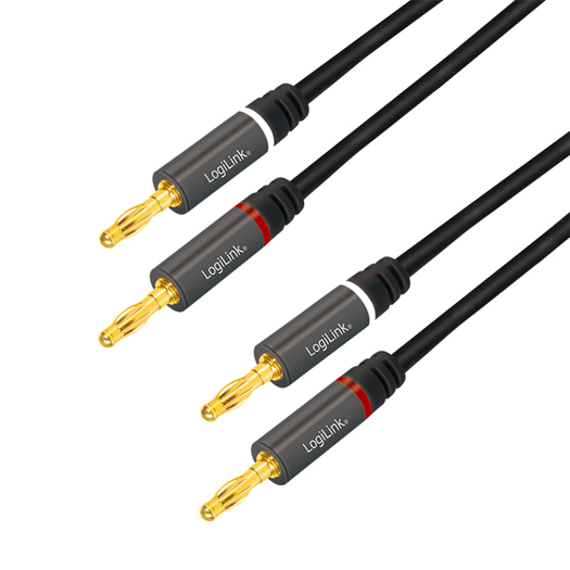 LogiLink CA1210 3m Audio-Kabel mit 2 x Bananenstecker - Schwarz